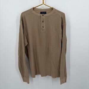 Casual Tan Long Sleeve Henley Shirt - Men's Large Tall‎
